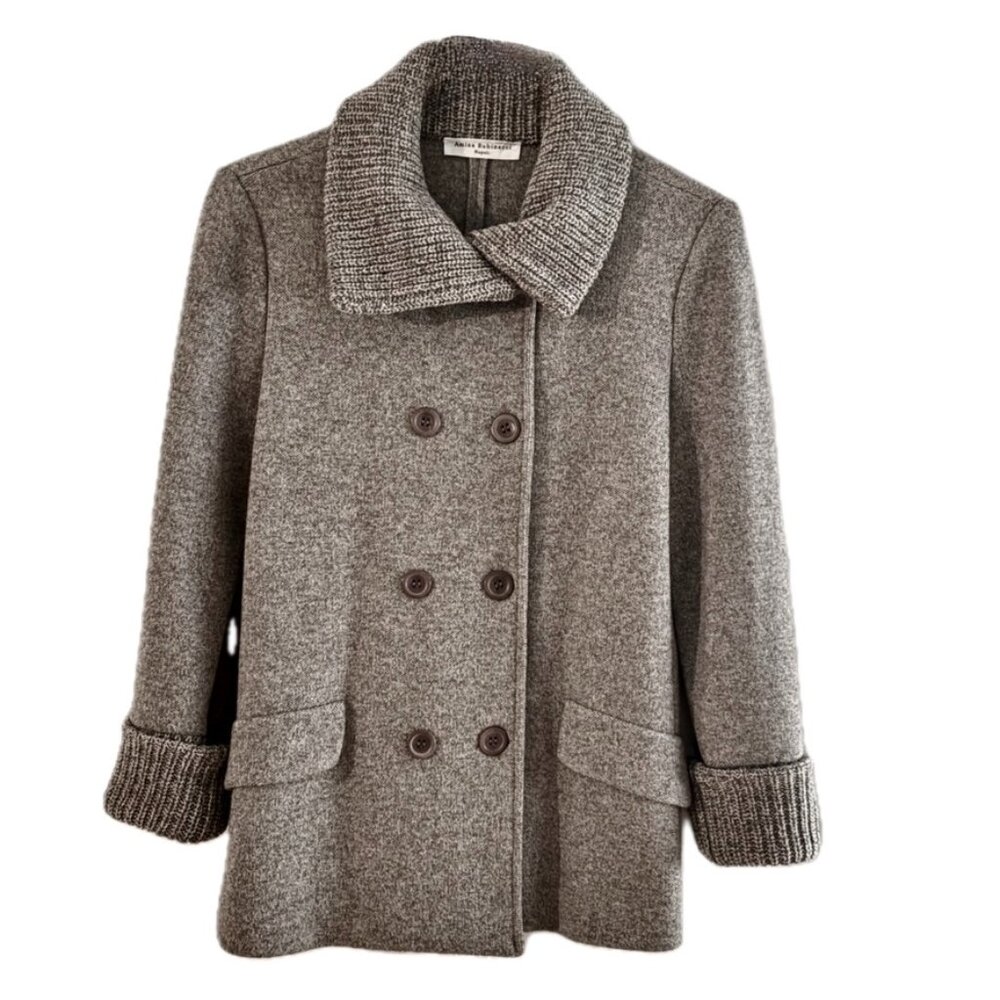 Amina Rubinacci Jacket Womens Sz Small/42 Gray Knit Wool Cashmere Italy MINT